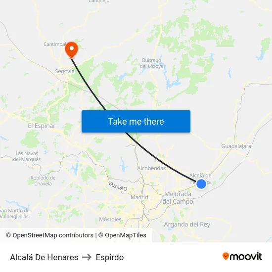 Alcalá De Henares to Espirdo map