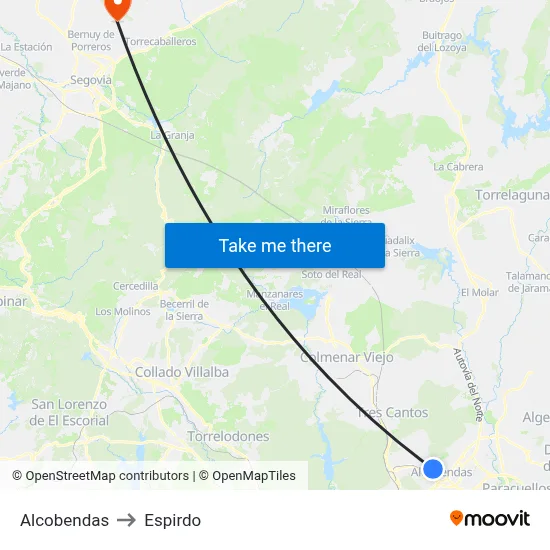 Alcobendas to Espirdo map