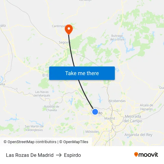 Las Rozas De Madrid to Espirdo map