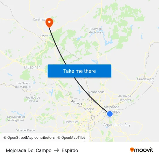 Mejorada Del Campo to Espirdo map
