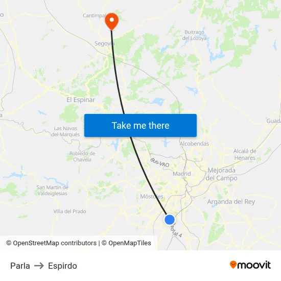 Parla to Espirdo map