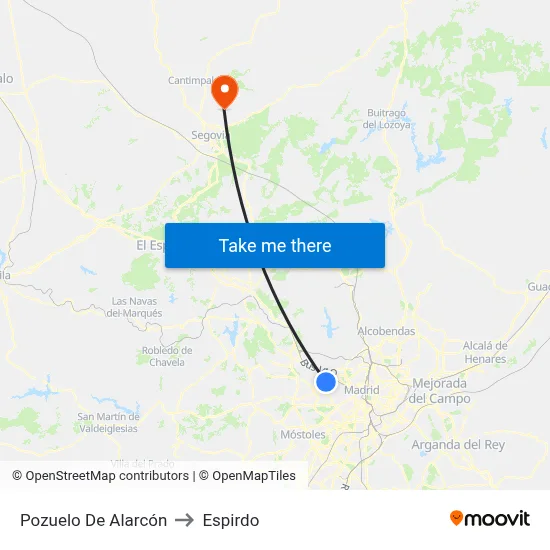 Pozuelo De Alarcón to Espirdo map