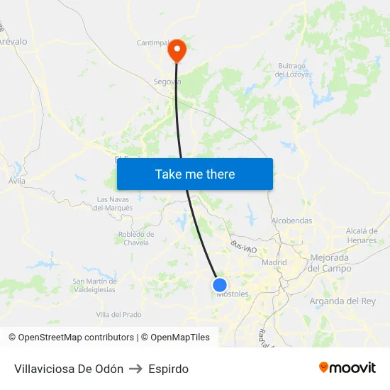 Villaviciosa De Odón to Espirdo map