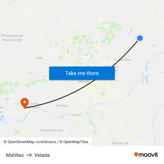 Matillas to Velada map