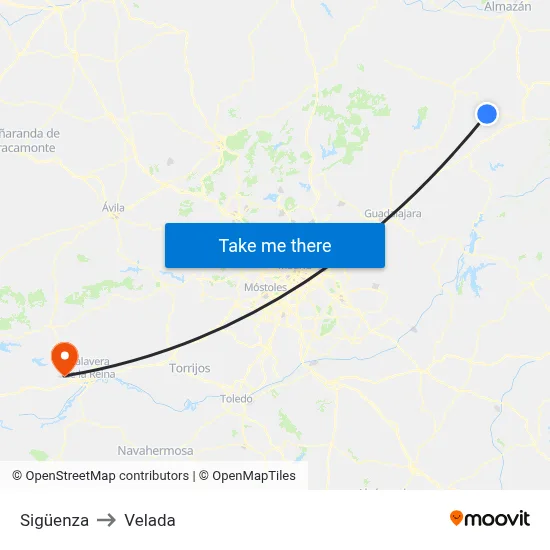 Sigüenza to Velada map