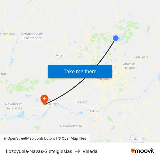Lozoyuela-Navas-Sieteiglesias to Velada map