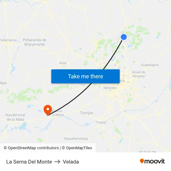 La Serna Del Monte to Velada map