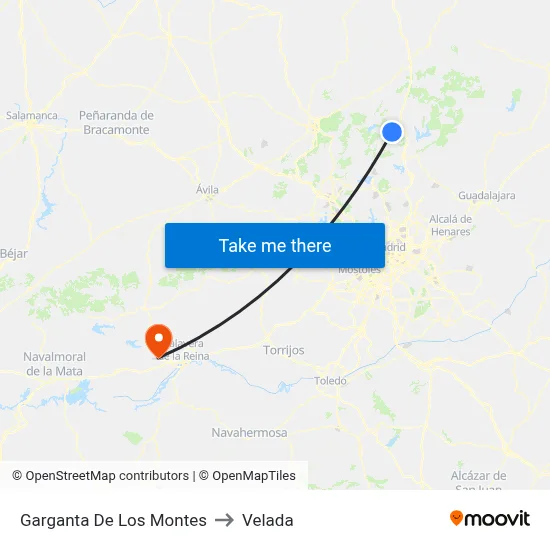 Garganta De Los Montes to Velada map