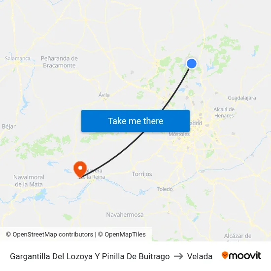 Gargantilla Del Lozoya Y Pinilla De Buitrago to Velada map