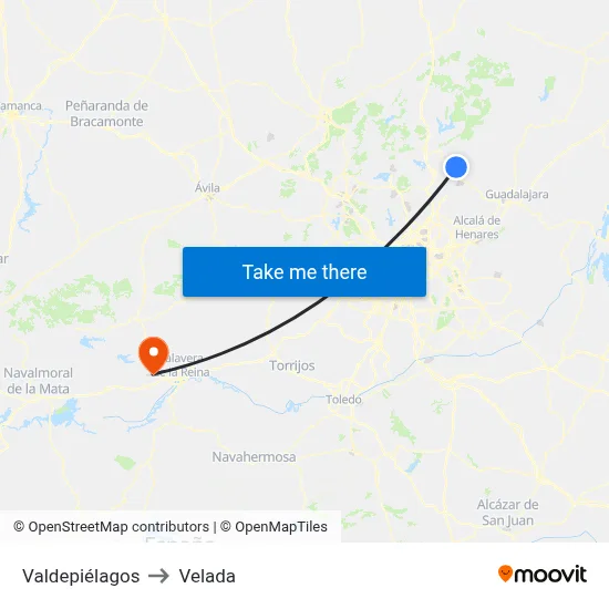 Valdepiélagos to Velada map