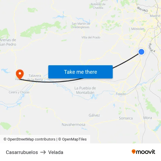 Casarrubuelos to Velada map