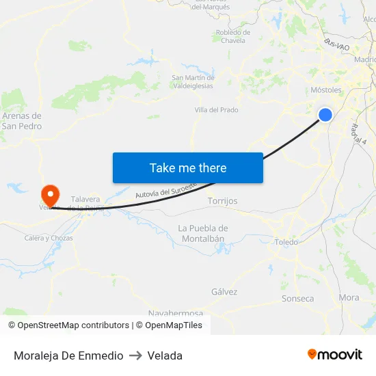 Moraleja De Enmedio to Velada map