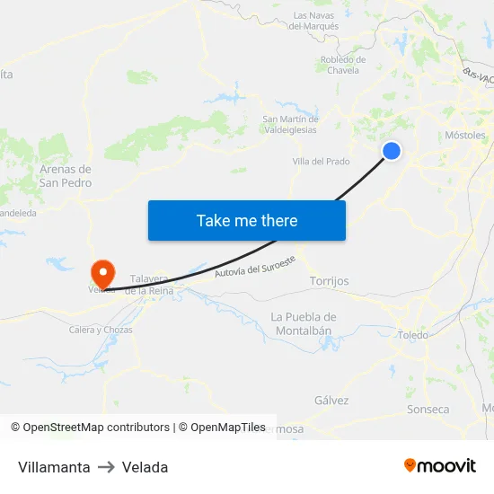 Villamanta to Velada map