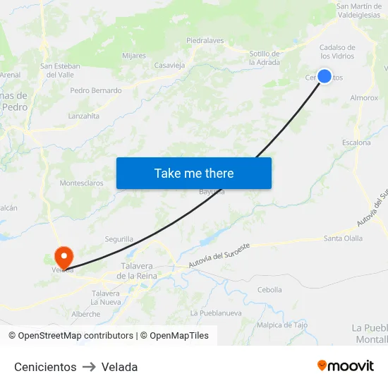 Cenicientos to Velada map