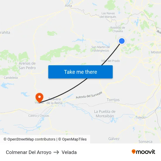Colmenar Del Arroyo to Velada map