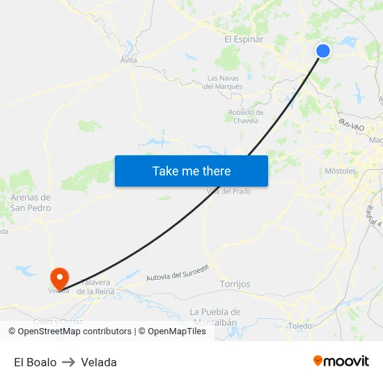 El Boalo to Velada map