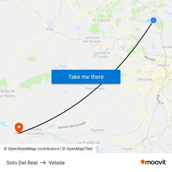 Soto Del Real to Velada map