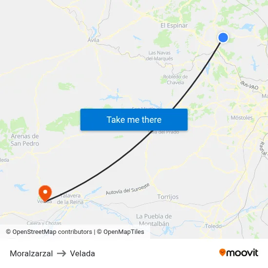 Moralzarzal to Velada map