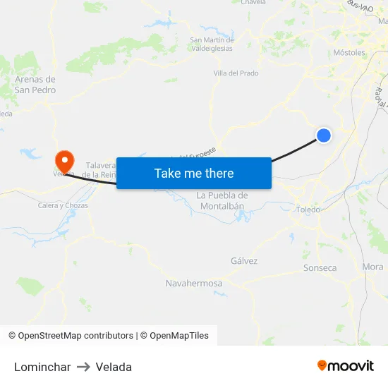 Lominchar to Velada map