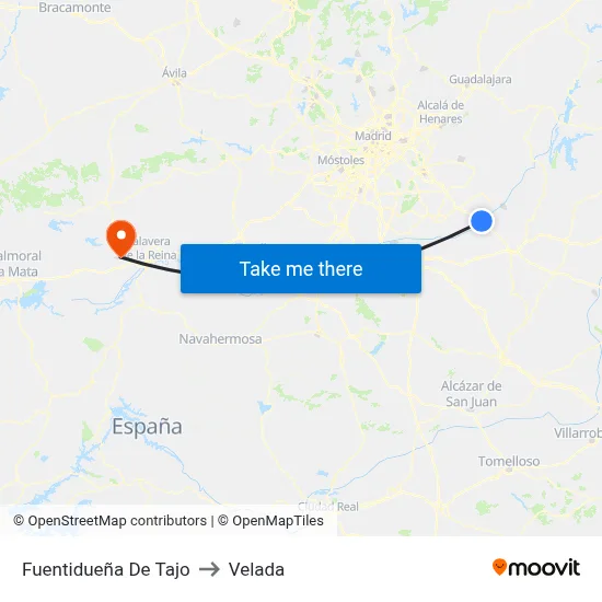 Fuentidueña De Tajo to Velada map