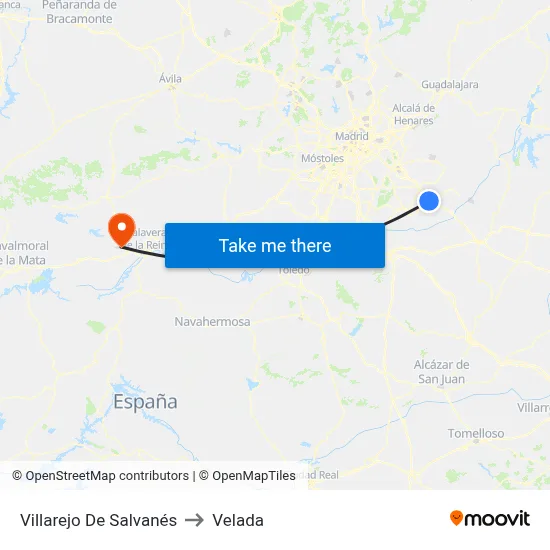 Villarejo De Salvanés to Velada map