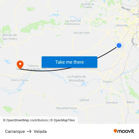 Carranque to Velada map