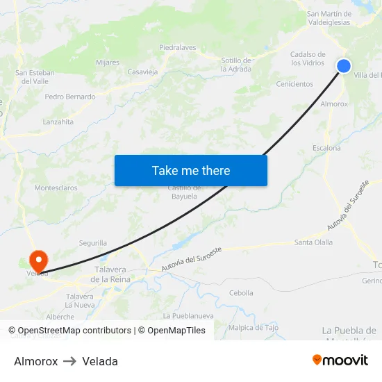 Almorox to Velada map