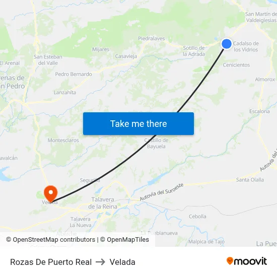 Rozas De Puerto Real to Velada map