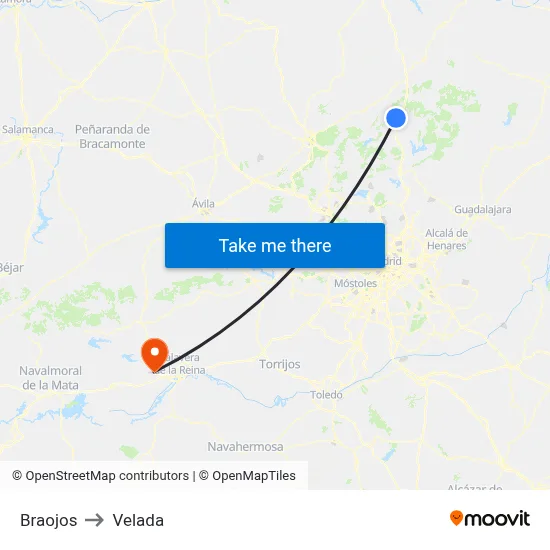 Braojos to Velada map