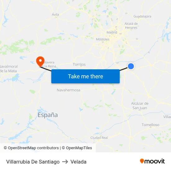 Villarrubia De Santiago to Velada map