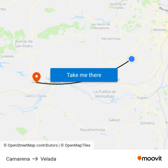 Camarena to Velada map