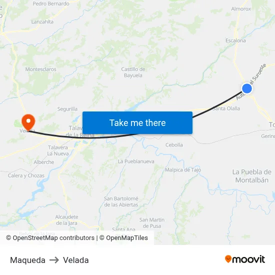 Maqueda to Velada map