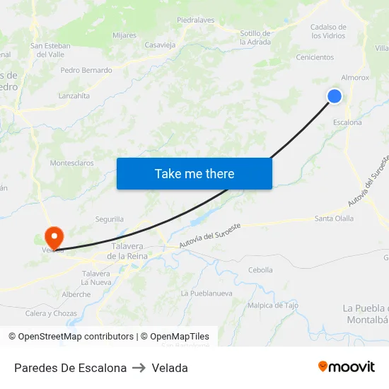 Paredes De Escalona to Velada map