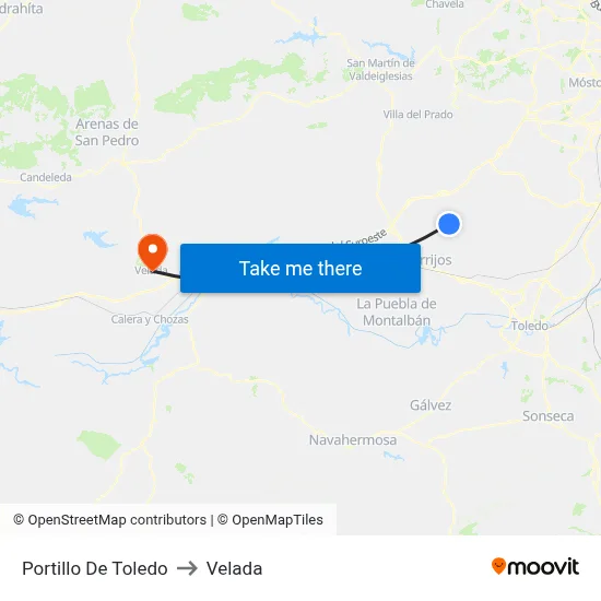 Portillo De Toledo to Velada map