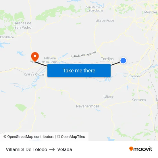 Villamiel De Toledo to Velada map