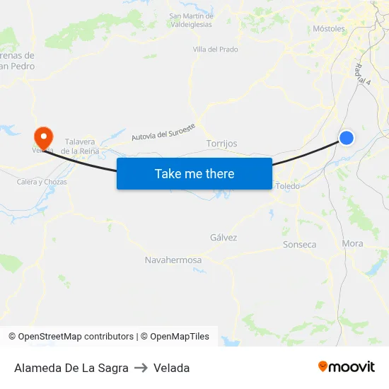 Alameda De La Sagra to Velada map