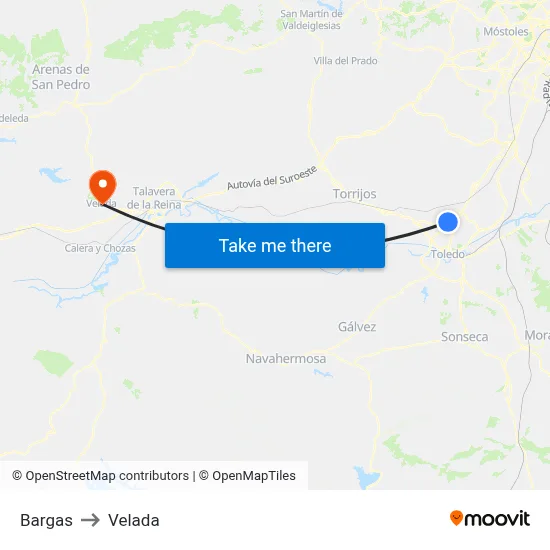 Bargas to Velada map