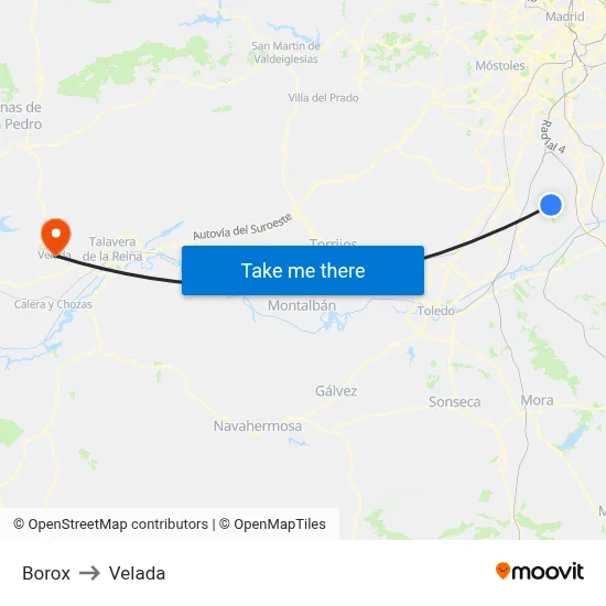 Borox to Velada map