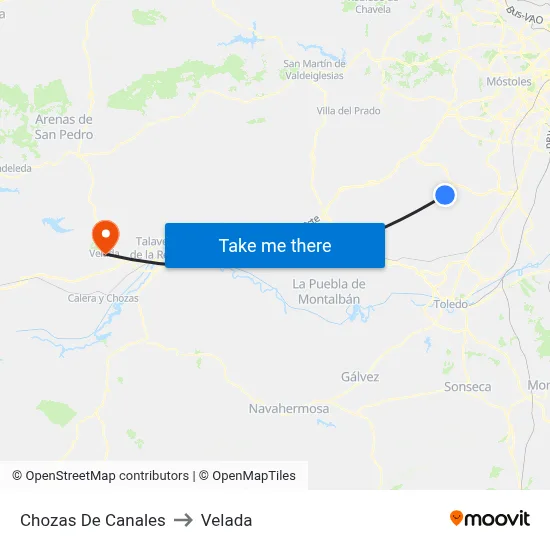 Chozas De Canales to Velada map
