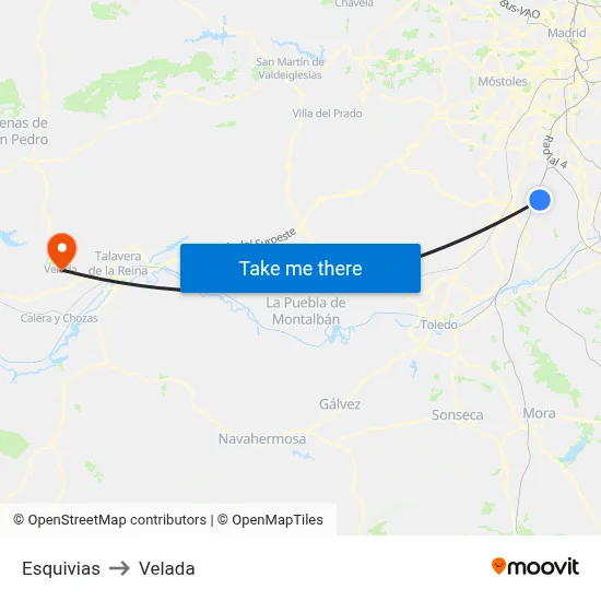 Esquivias to Velada map