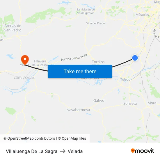 Villaluenga De La Sagra to Velada map
