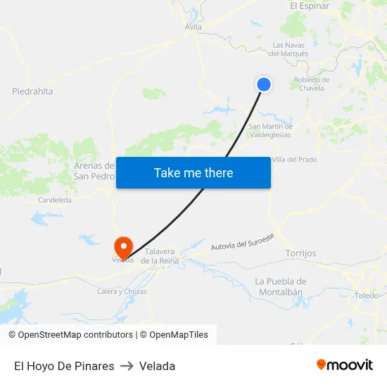 El Hoyo De Pinares to Velada map