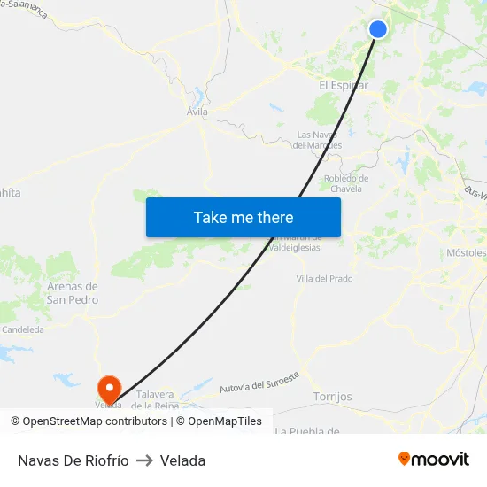 Navas De Riofrío to Velada map