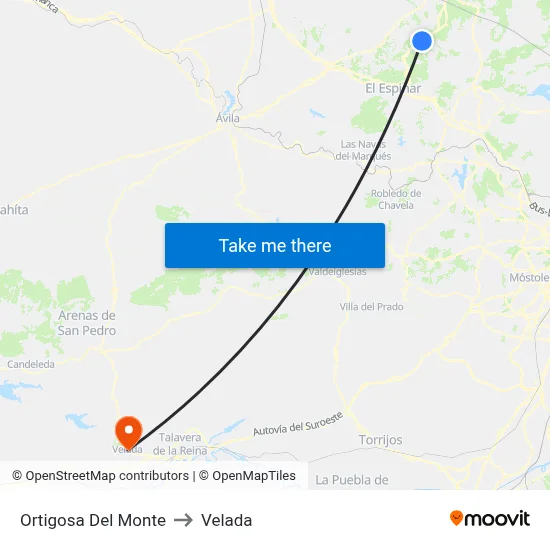 Ortigosa Del Monte to Velada map