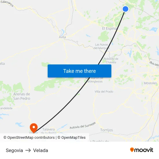 Segovia to Velada map