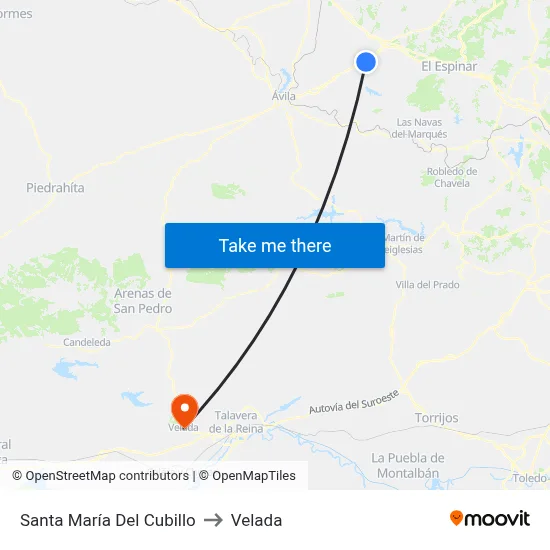 Santa María Del Cubillo to Velada map