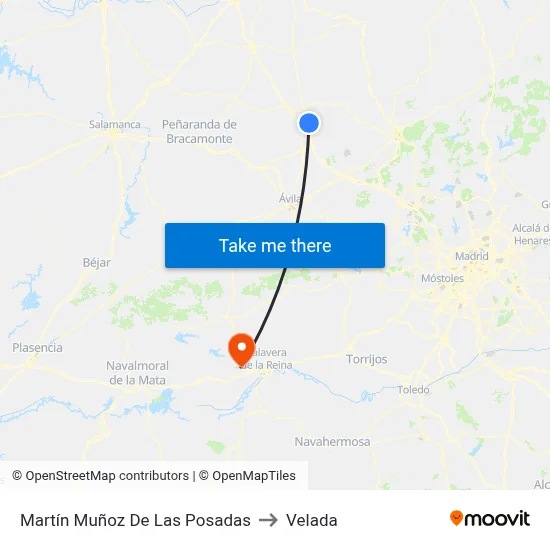 Martín Muñoz De Las Posadas to Velada map