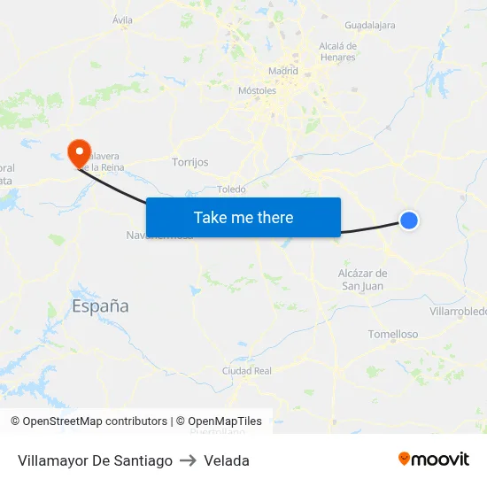 Villamayor De Santiago to Velada map