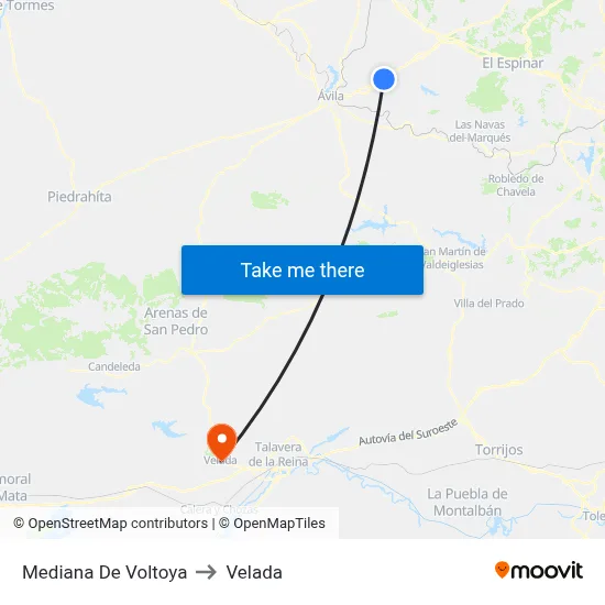 Mediana De Voltoya to Velada map