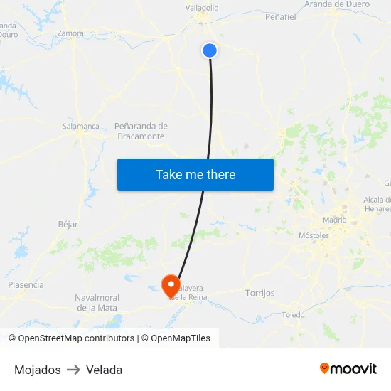 Mojados to Velada map